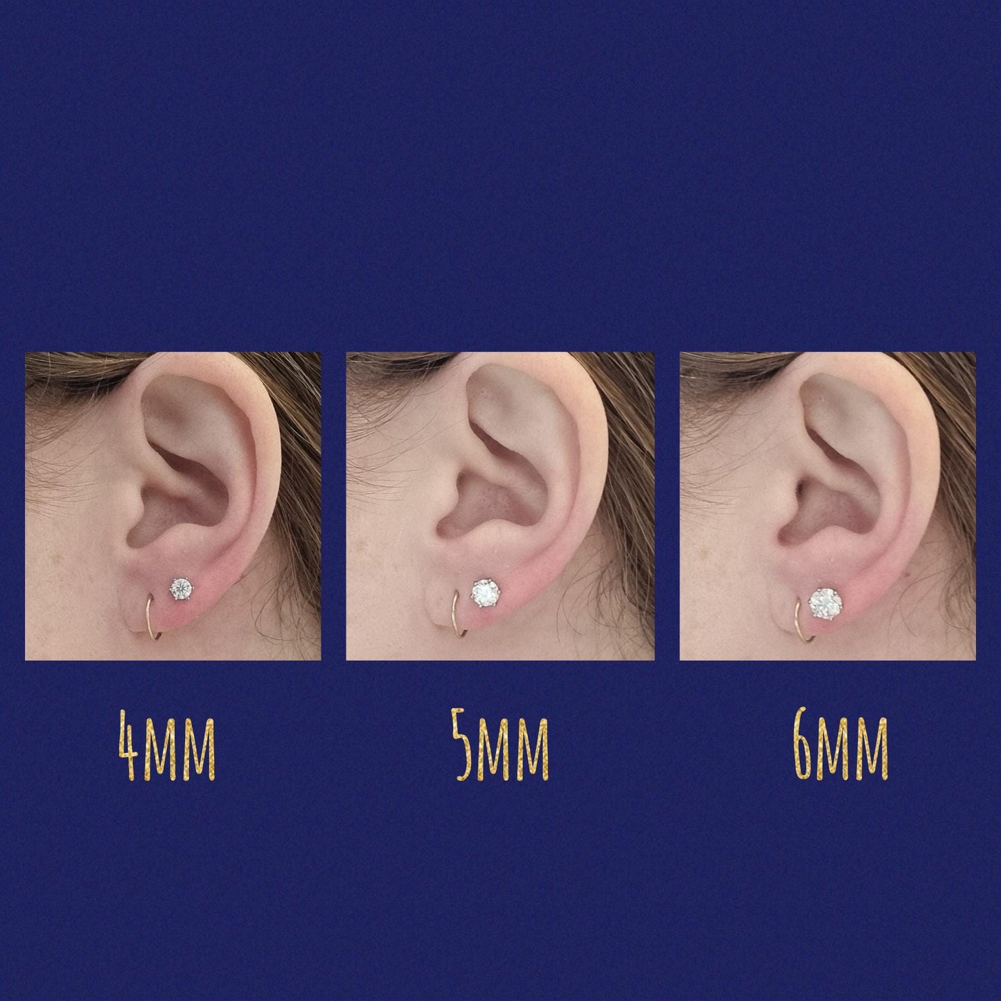 GENUINE Moissanite stud earrings, available in titanium, white gold and surgical steel 4mm, 5mm or 6mm sizes