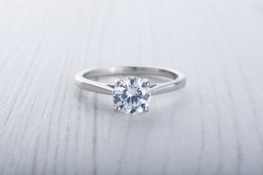 1ct Man Made Diamond Simulant solitaire cathedral ring in Titanium or White Gold - engagement ring - wedding ring - handmade ring