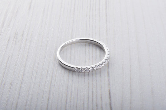 1.8mm wide Man Made Diamond Simulant Half Eternity ring