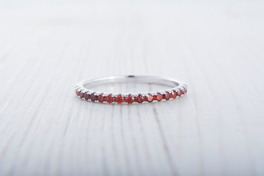 1.8mm wide Garnet Half Eternity ring
