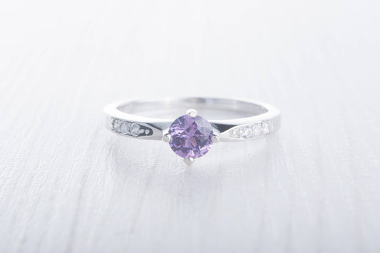Alexandrite Solitaire engagement ring - available in sterling silver or white gold - handmade engagement ring - wedding ring