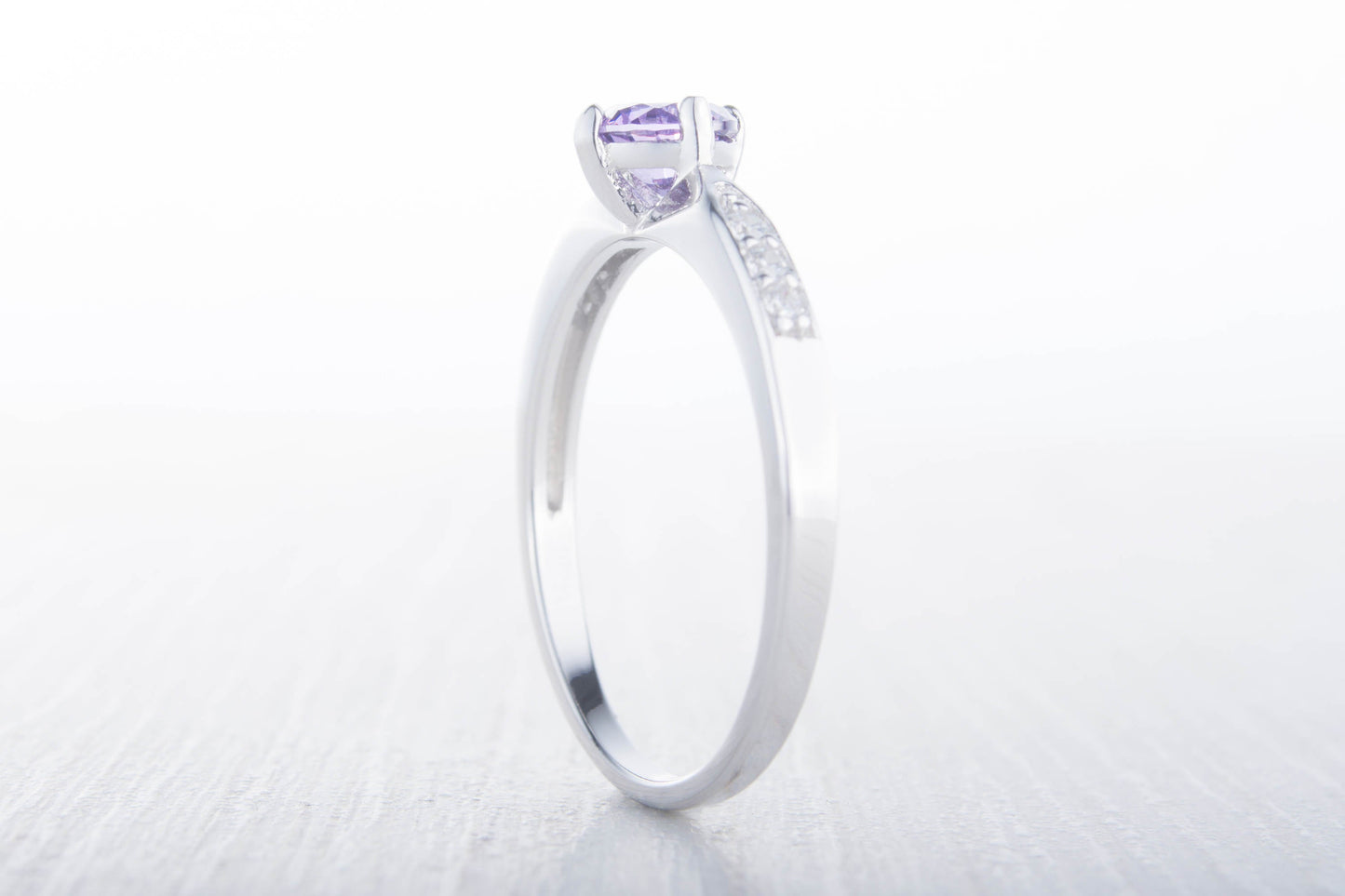 Natural Amethyst Solitaire engagement ring - available in Sterling Silver or white gold - handmade
