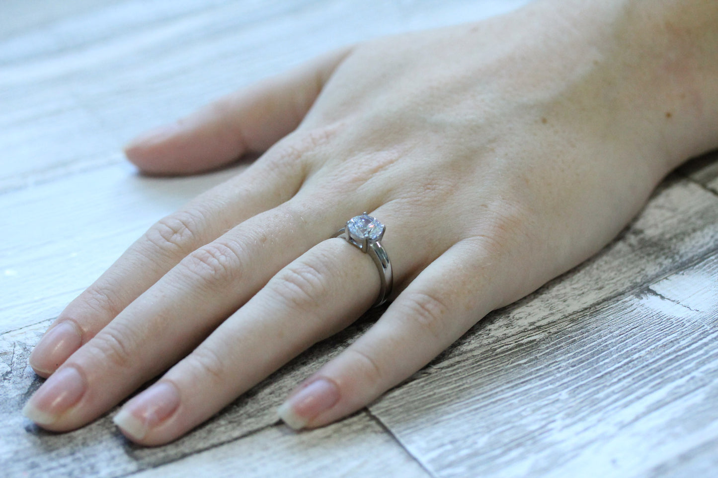 Titanium & 2ct Man Made Diamond Simulant ring in Titanium or White Gold - engagement ring - wedding ring - handmade ring