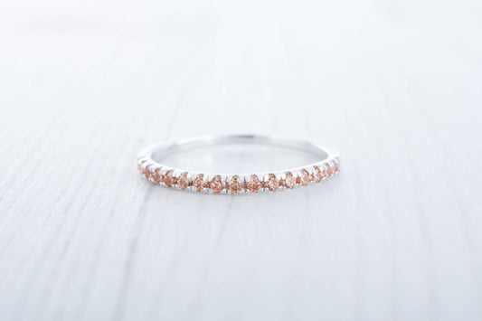 1.8mm wide natural Citrine Half Eternity ring in white gold or Silver - stacking ring - wedding band - handmade engagement ring