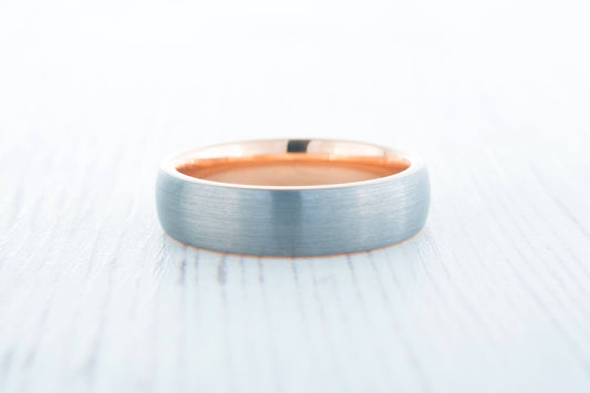 6mm 14K Rose Gold and Brushed Titanium Wedding ring band for men and women