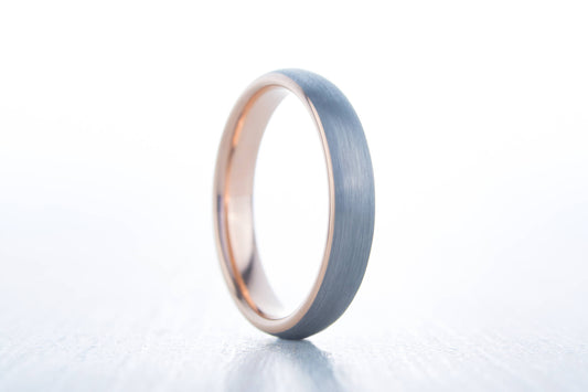 4mm 14K Rose Gold and Brushed Titanium Wedding ring band for men and women