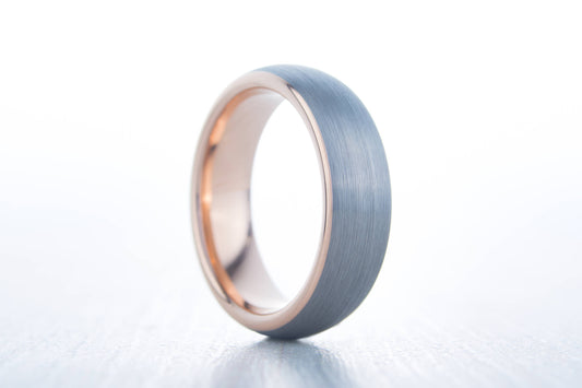 5mm 14K Rose Gold and Brushed Titanium Wedding ring band for men and women