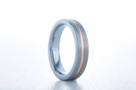 4mm 14K Rose Gold and Brushed Titanium Couples Wedding ring band for men and women