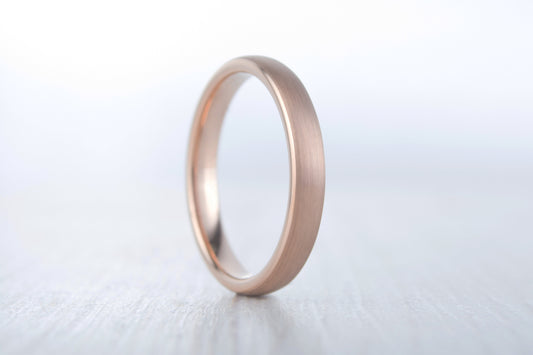 3mm wide 14K Rose Gold and Brushed Titanium Wedding ring band for men and women