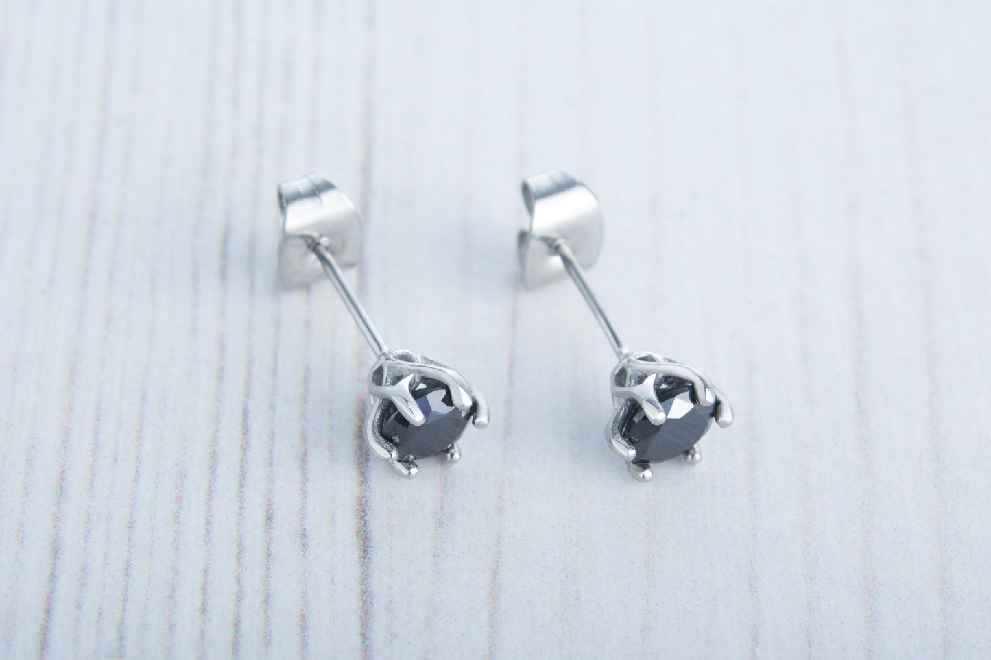 Natural Onyx stud earrings, available in titanium, white gold and surgical steel 4mm, 5mm and 6mm sizes