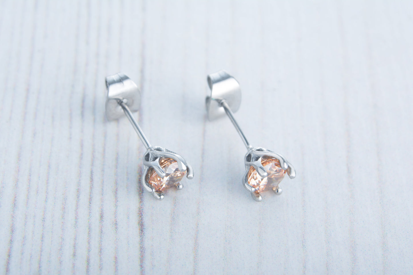 Natural Citrine stud earrings, available in titanium, white gold and surgical steel 4mm, 5mm and 6mm sizes