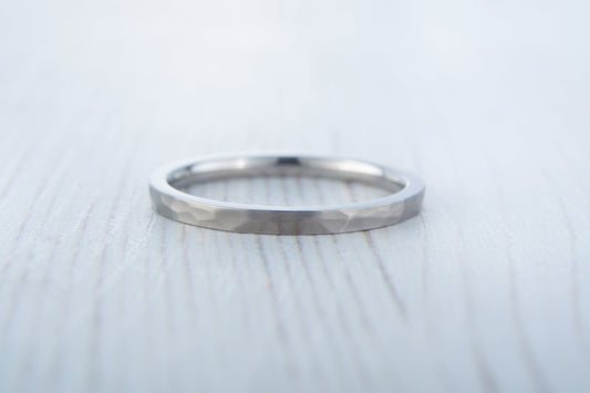 2mm Hammered finish Titanium Wedding ring band for men and women