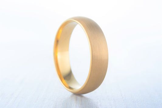 6mm 18K Yellow Gold and Brushed Titanium Wedding ring band for men and women