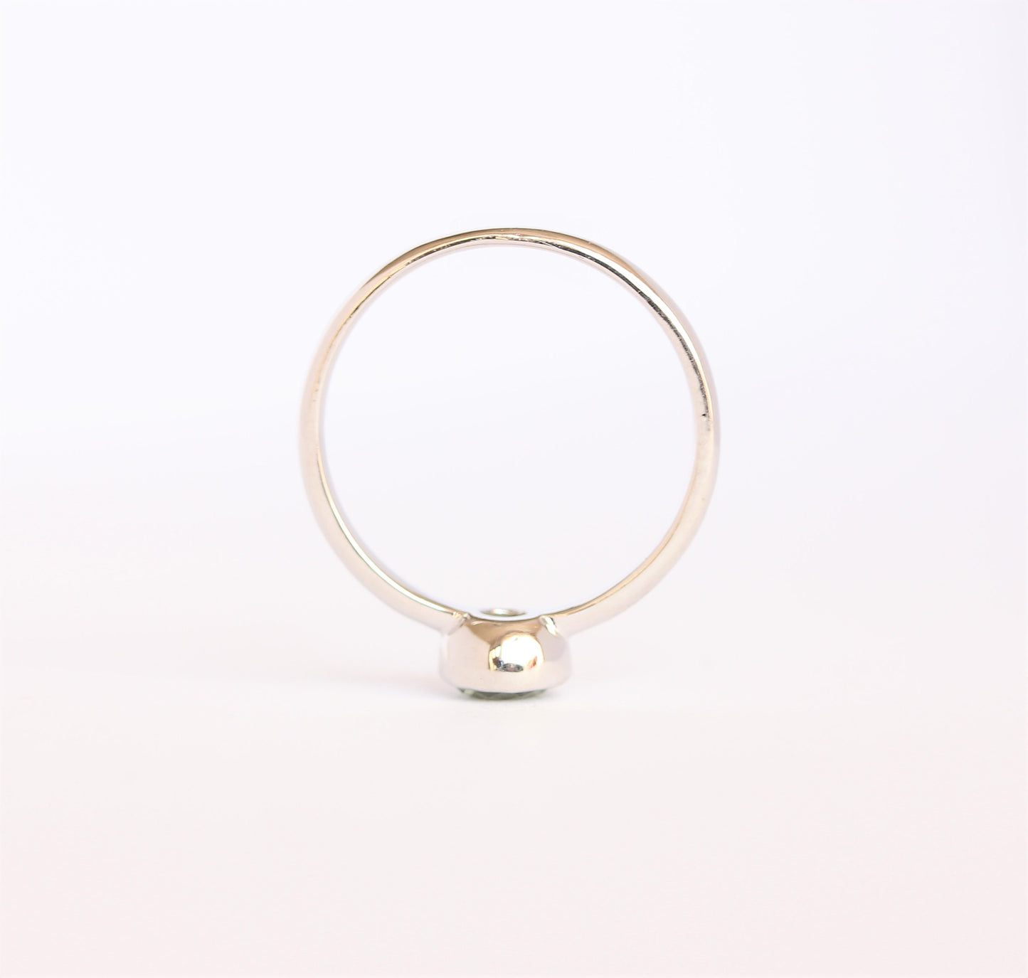 Natural Green Sapphire bezel set solitaire ring - Available in white gold or sterling silver - handmade ring