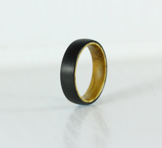 6mm Titanium & Whiskey barrel wood Wedding ring band for men and women