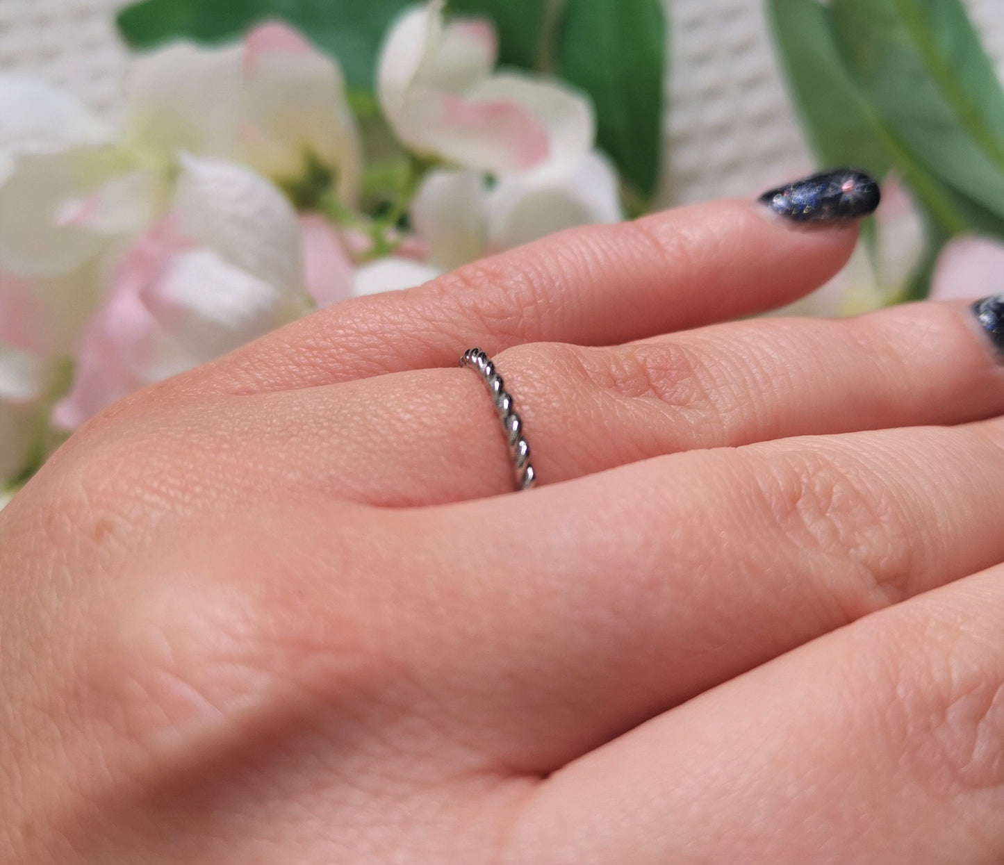 2mm twist Weave Ring available in titanium and white gold filled - wedding ring - wedding band - promise ring