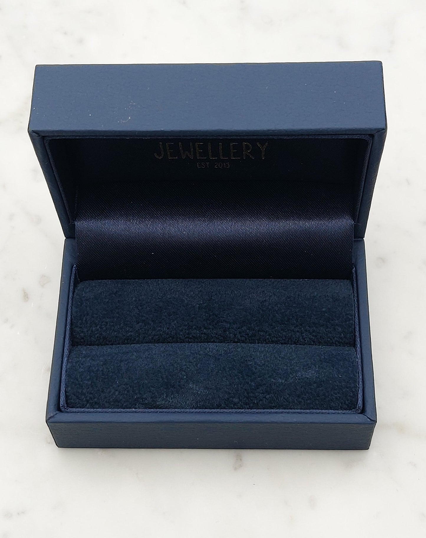 Bride and groom double Luxury ring leatherette box in navy blue