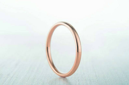2mm filled 18ct Rose gold Plain Wedding band Ring - gold ring