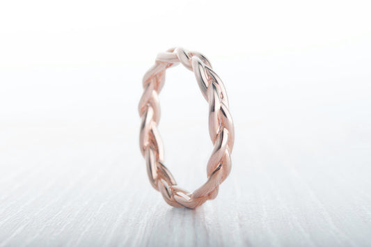 3mm Wide Braided Weave Ring in Rose Gold Filled - wedding ring - wedding band - promise ring