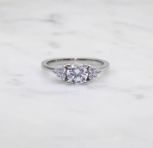 Man Made Diamond Simulant ring available in white gold or Titanium - engagement ring - wedding ring