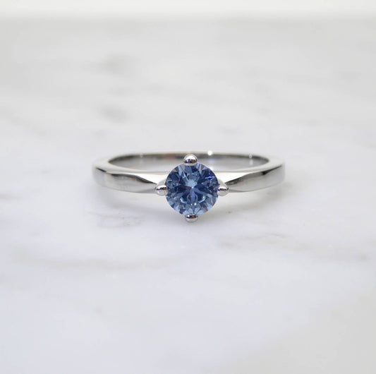 Natural Blue Topaz solitaire ring - available in titanium or white gold - engagement ring - wedding ring
