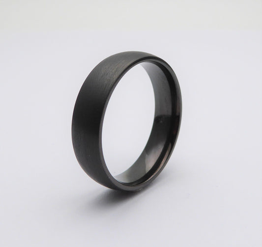 6mm Black Zirconium with matte brushed finish - wedding ring band for men and women