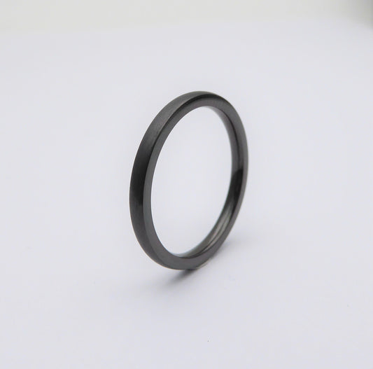2mm Black Zirconium with matte brushed finish - wedding ring band for men and women