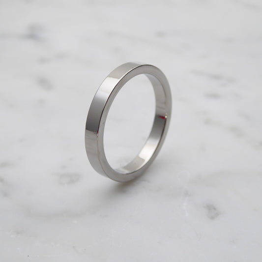 3mm Titanium Flat / Square Shape Plain band Wedding Ring in either polished or matte brushed finish