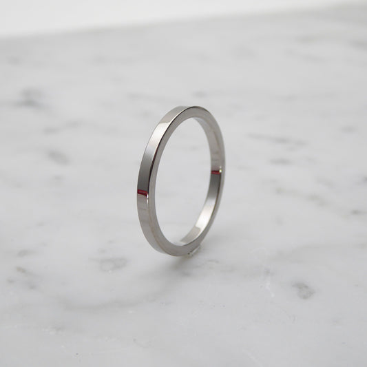 2mm Titanium Flat / Square Shape Plain band Wedding Ring polished and brushed finishes available