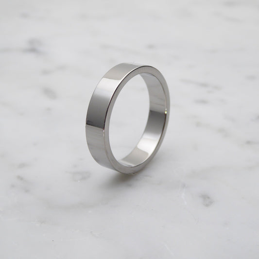 5mm Titanium Flat / Square Shape Plain band Wedding Ring - available in polished and brushed finishes