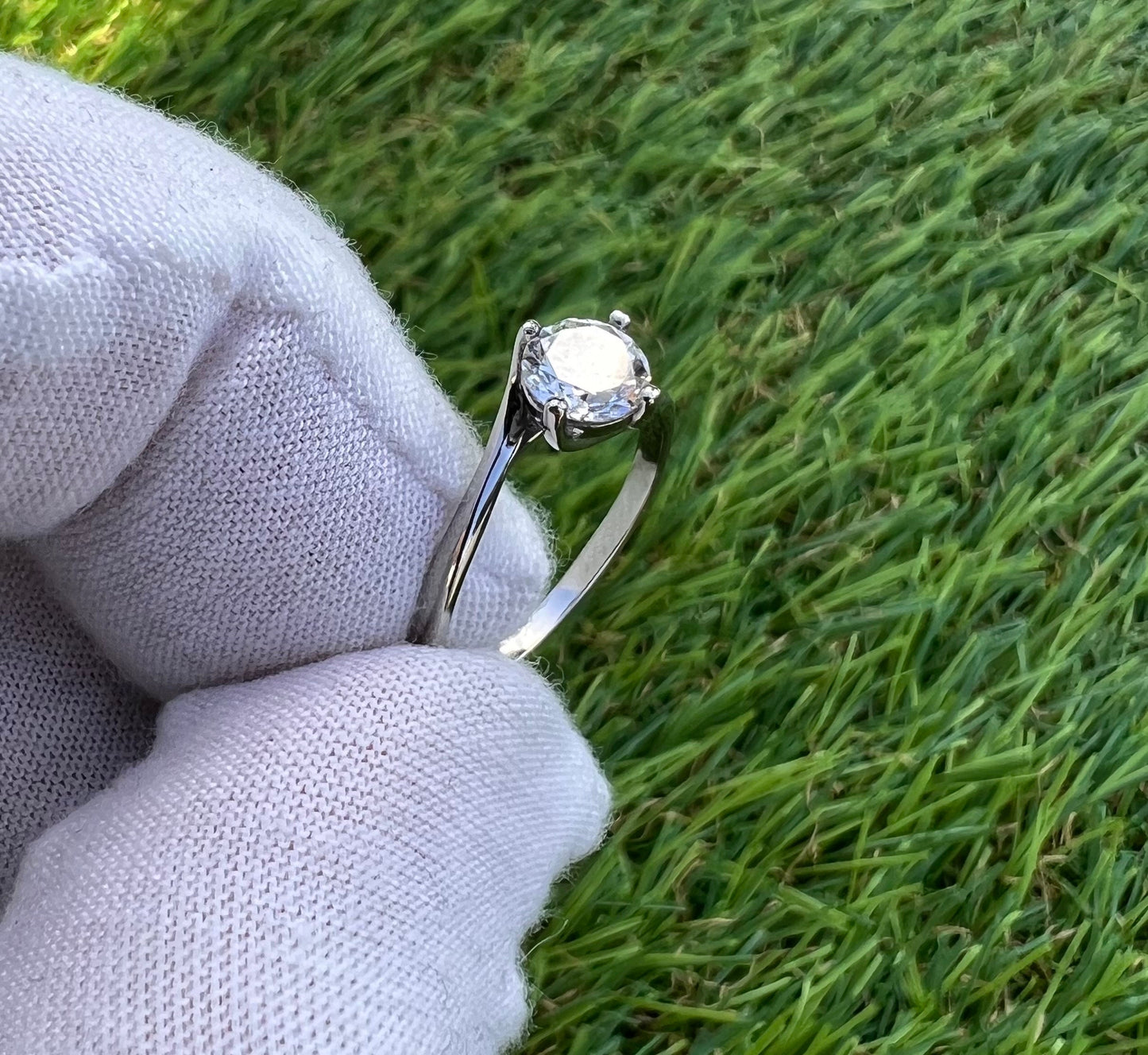 1ct Old European Diamond Simulant solitaire ring in Titanium or White Gold - engagement ring - wedding ring - handmade ring