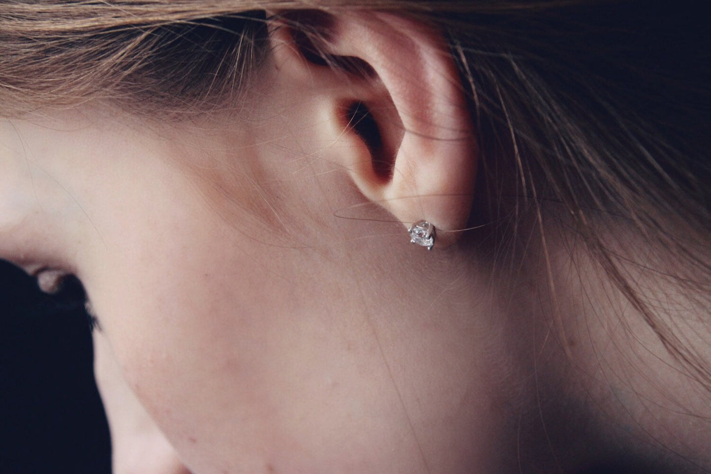 Sterling Silver and 4mm Diamond Simulant Earrings