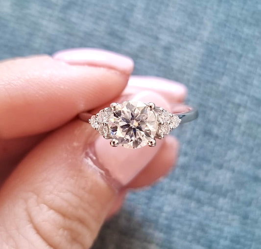 On sale - Genuine moissanite engagement ring in white gold filled