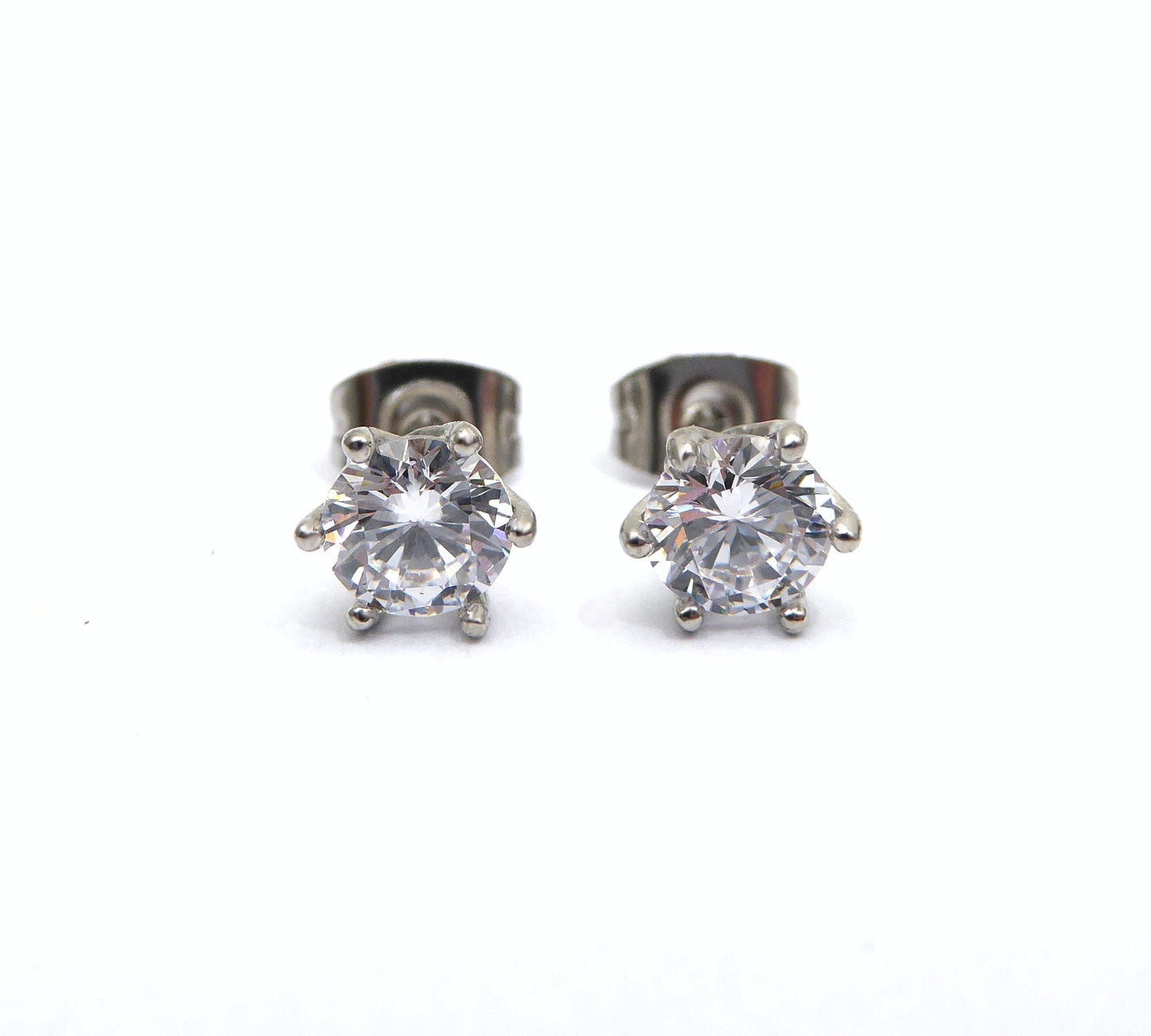 GENUINE Moissanite stud earrings, available in titanium, white gold and surgical steel 4mm, 5mm or 6mm sizes