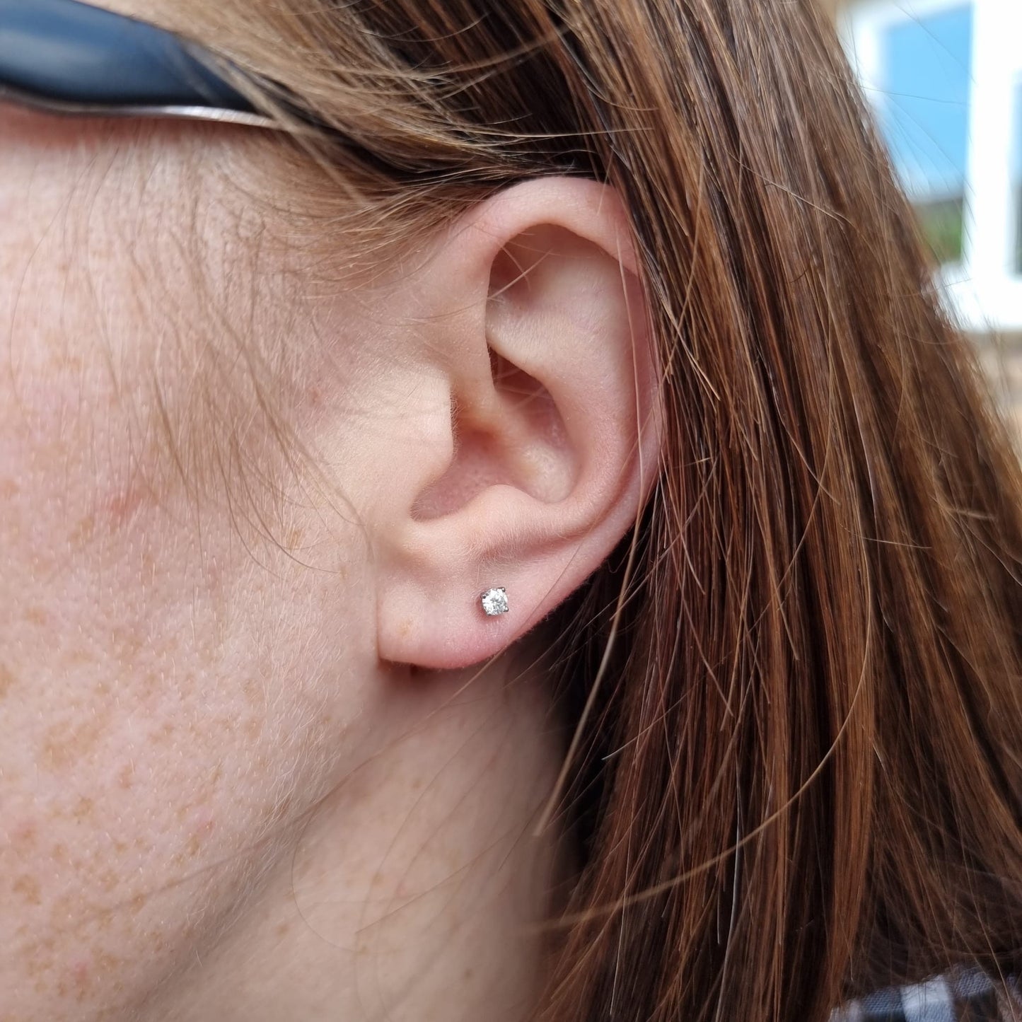 GENUINE Moissanite 3mm stud earrings, available in pure titanium, white gold and surgical steel