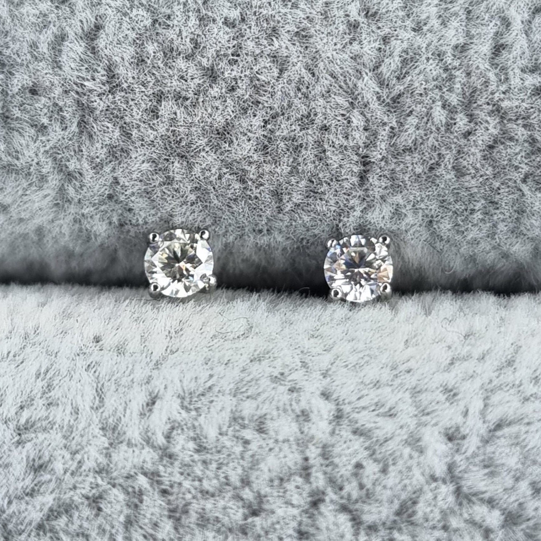 GENUINE Moissanite 3mm stud earrings, available in pure titanium, white gold and surgical steel