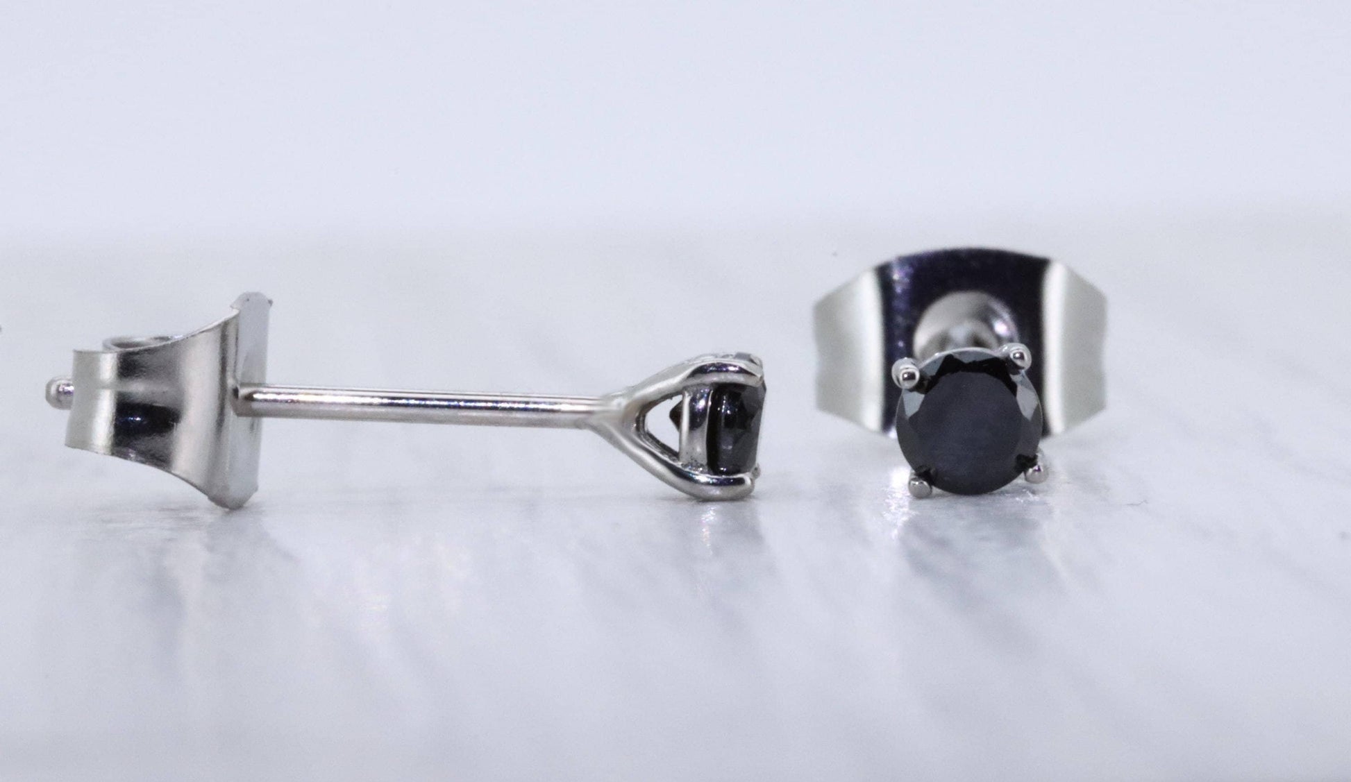 3mm Natural Onyx stud earrings, available in titanium, white gold and surgical steel