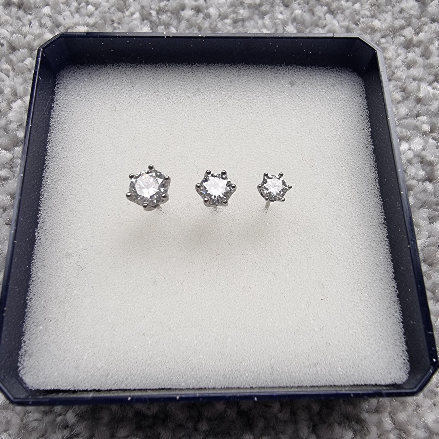 GENUINE Moissanite stud earrings, available in titanium, white gold and surgical steel 4mm, 5mm or 6mm sizes