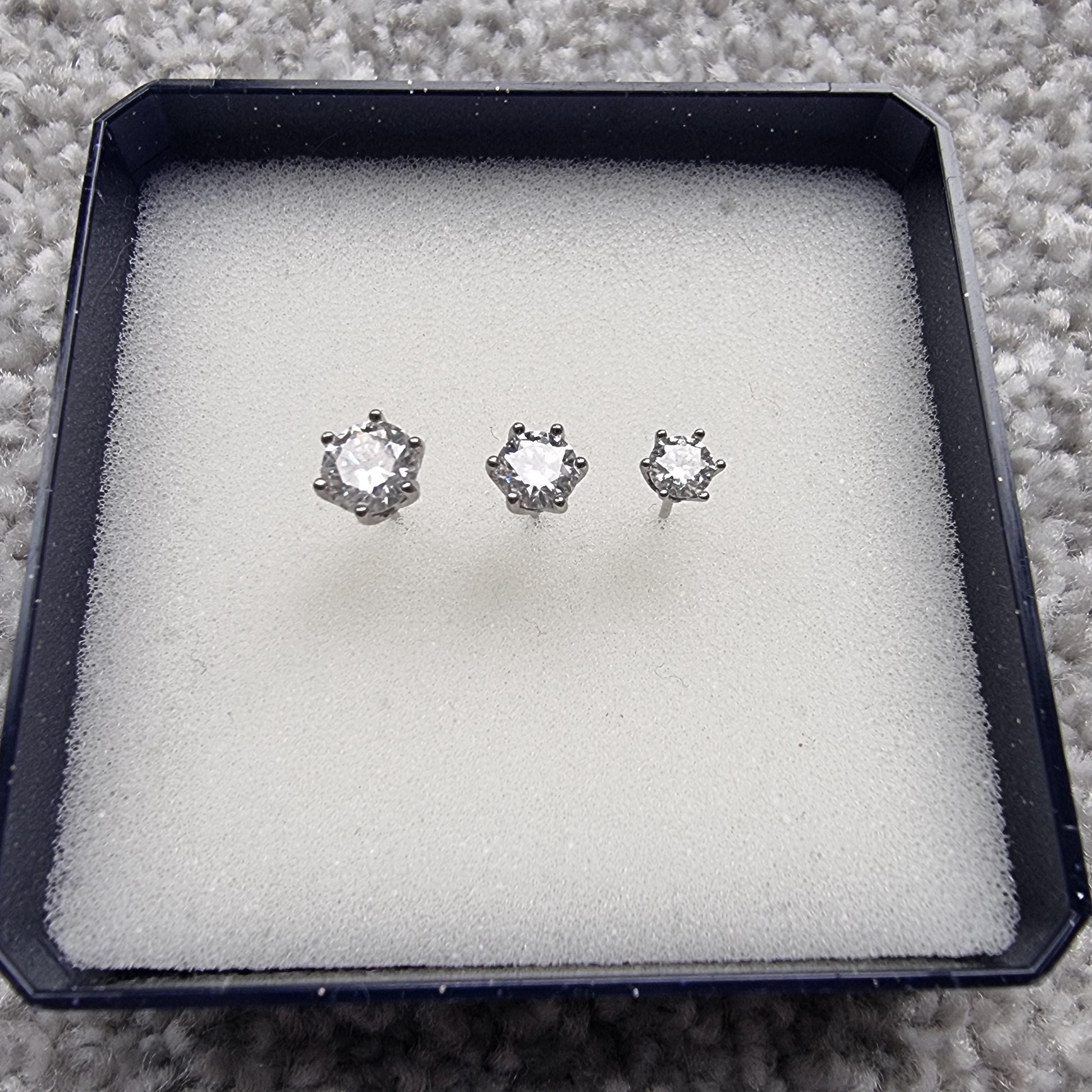 GENUINE Moissanite stud earrings, available in titanium, white gold and surgical steel 4mm, 5mm or 6mm sizes