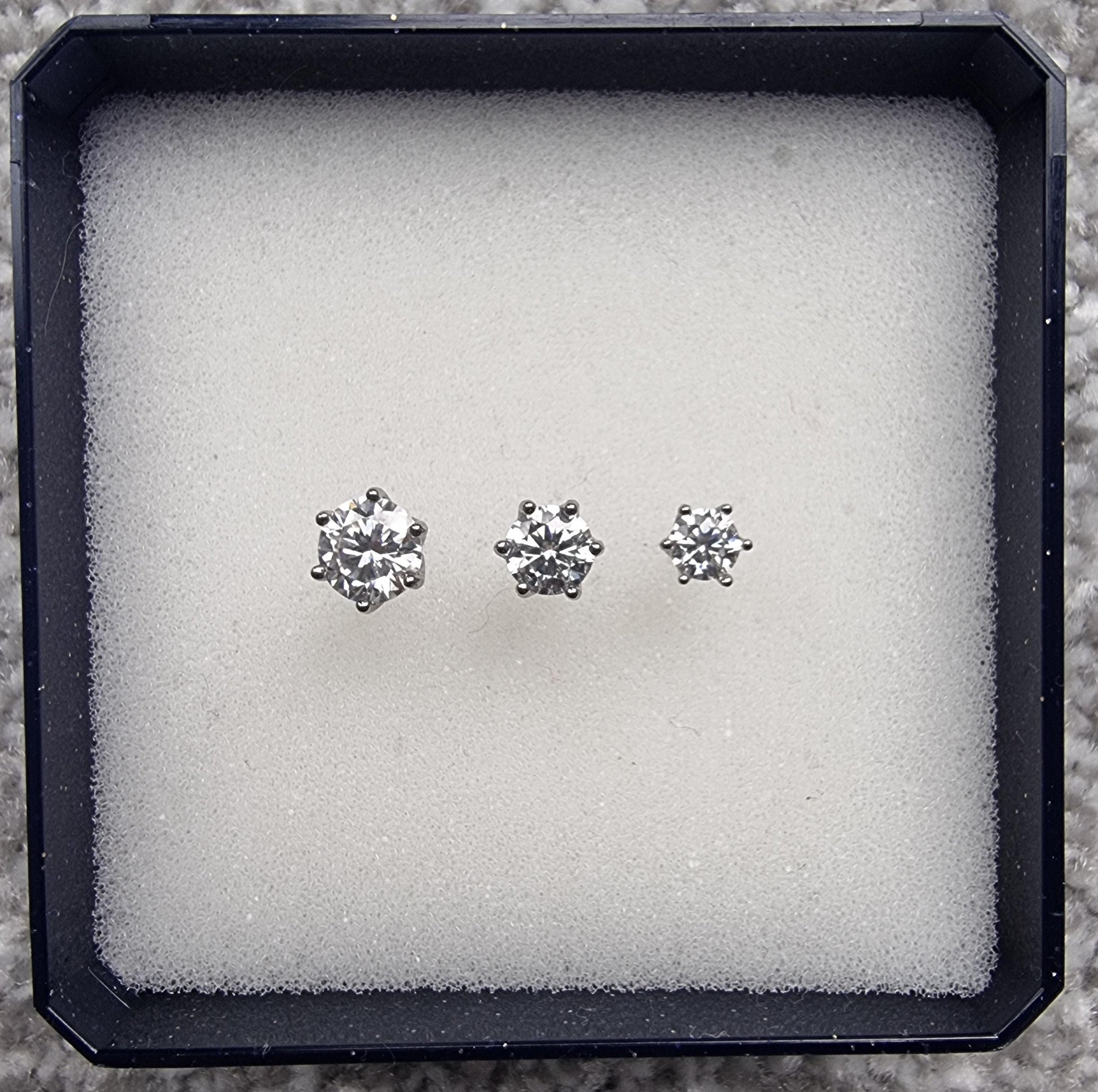 GENUINE Moissanite stud earrings, available in titanium, white gold and surgical steel 4mm, 5mm or 6mm sizes