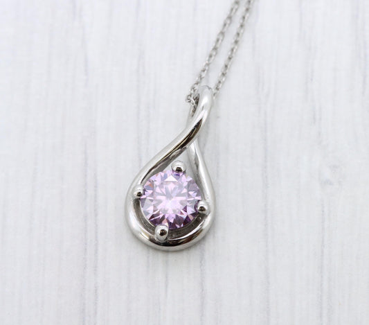 Twist style Necklace pendant with 6mm Purple Moissanite - titanium