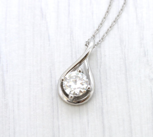 Twist style Necklace pendant with Old European cut Moissanite - titanium
