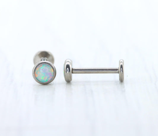 Opal & Pure titanium screw flat back stud earrings