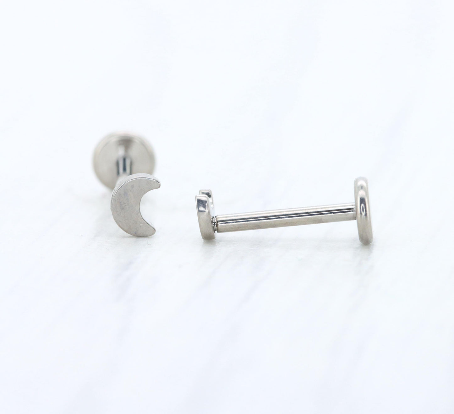 Moon design Pure titanium screw back stud earrings