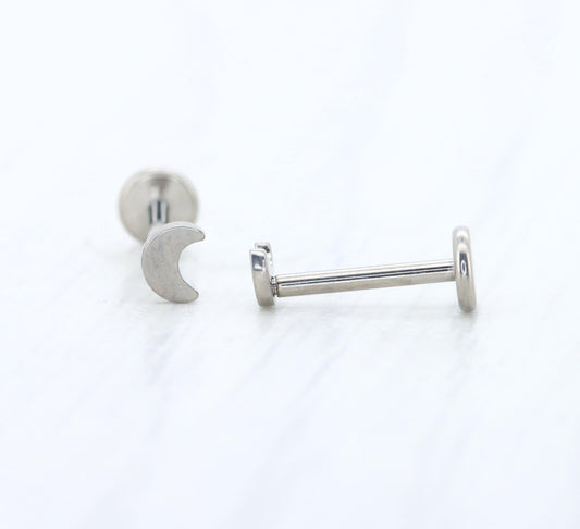 Moon design Pure titanium screw back stud earrings