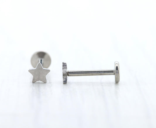 Star design Pure titanium screw back stud earrings