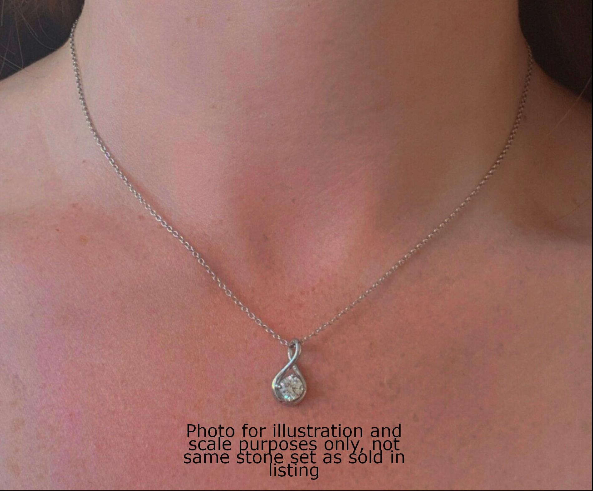 Twist style Necklace pendant with 6mm Lab Blue Sapphire - titanium