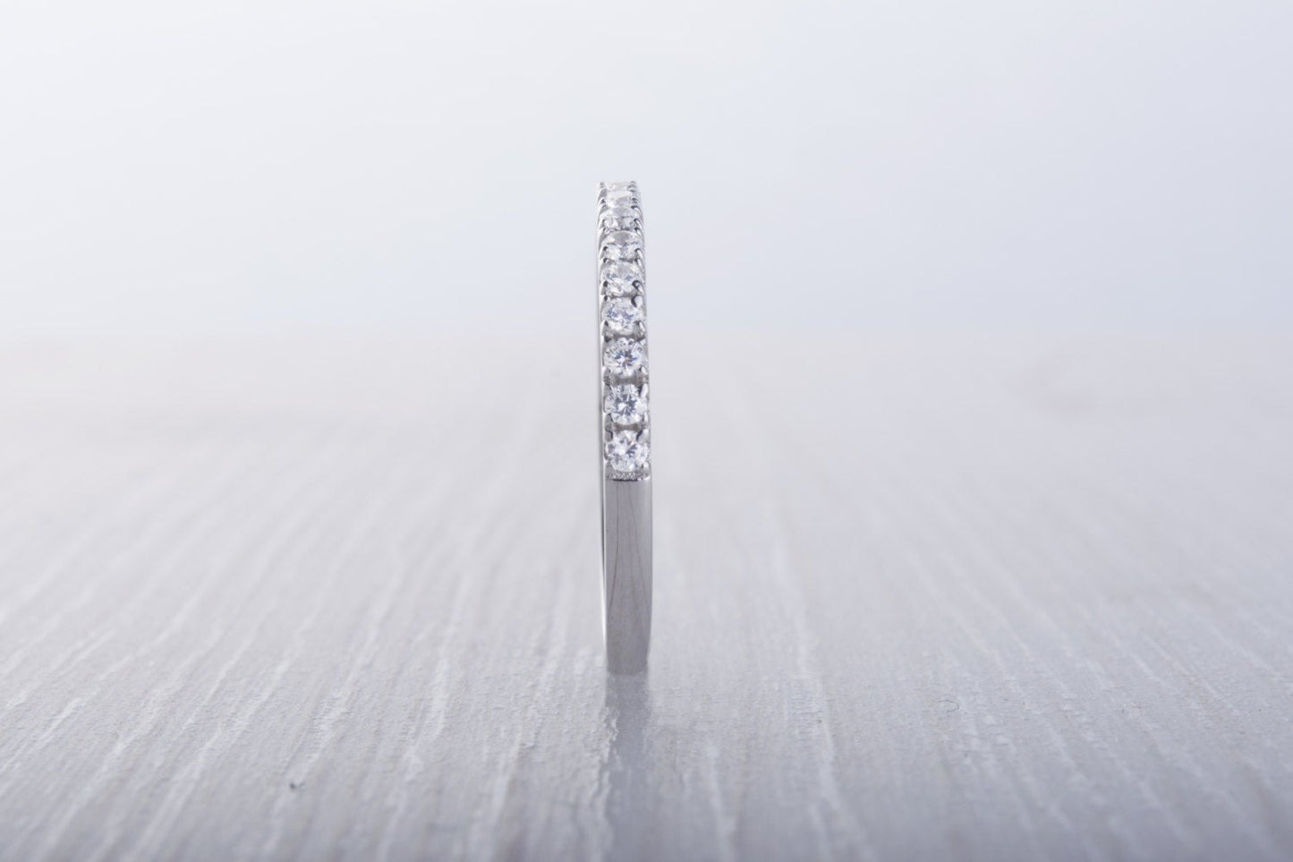 1.8mm wide Man Made Diamond Simulant Half Eternity ring