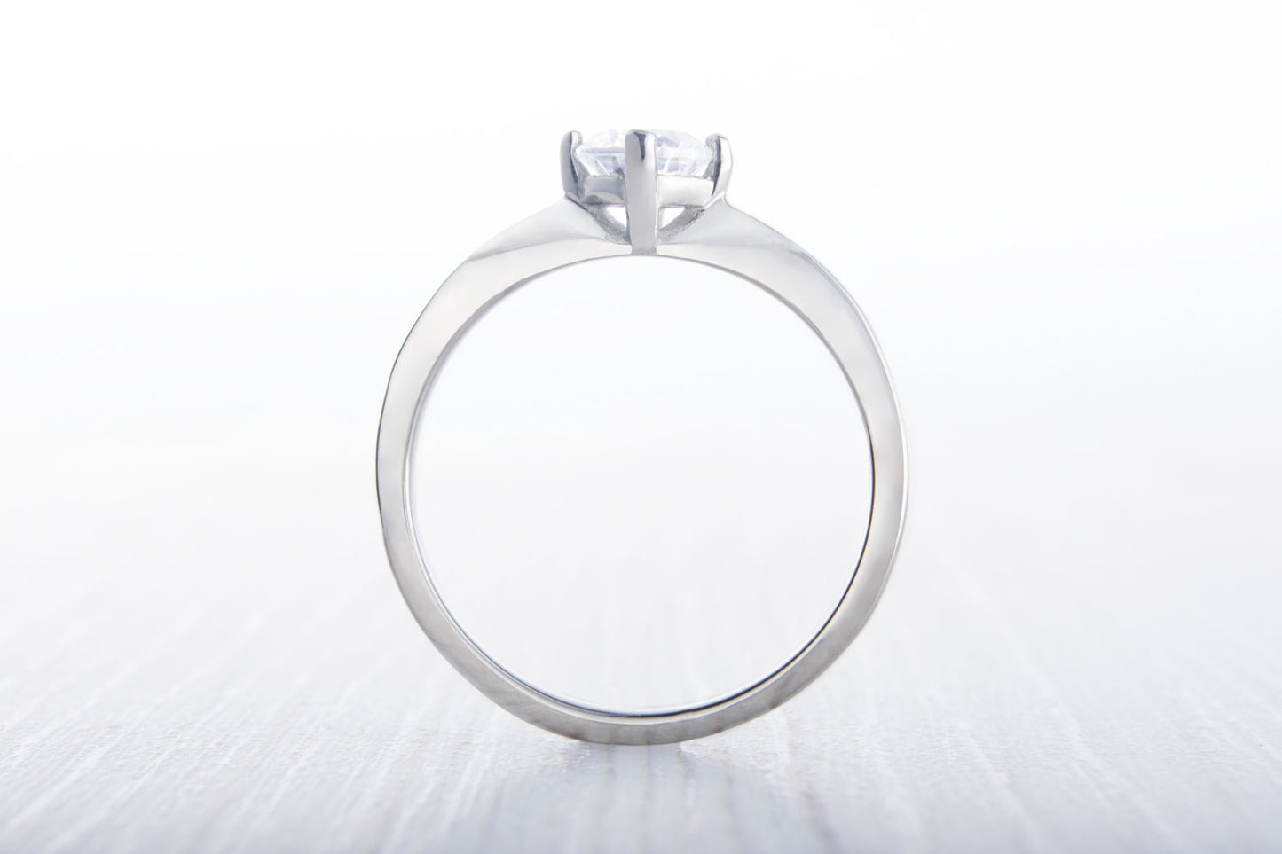 Titanium and Man Made Diamond Simulant solitaire ring - engagement ring - wedding ring