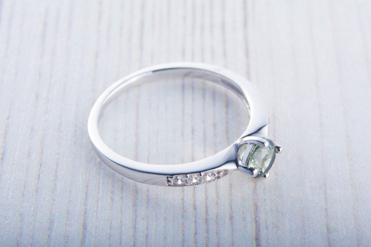 Green Sapphire Solitaire engagement ring  - Available in white gold or sterling silver - handmade ring